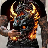 Mens Dragon Print Cotton Blend T-shirt