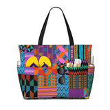 Women Large Capacity African Wax Design Gym Beach Travel Bags