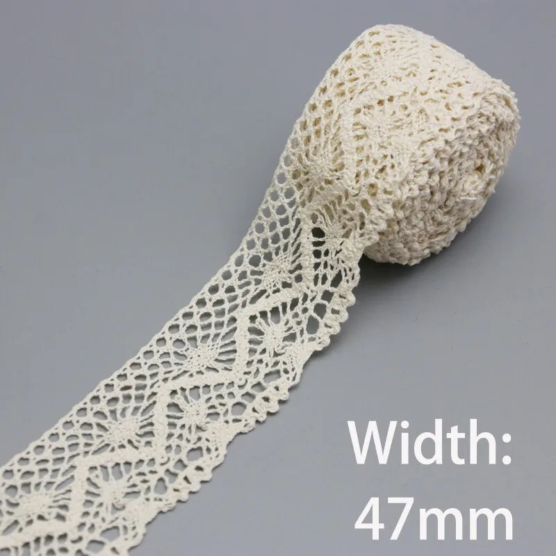 New White Beige Cotton Embroidered Lace