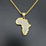 New Hip Hop Africa Map Pendant Necklace