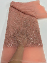 African Luxury Beaded Tulle Lace Fabric