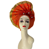 New High Quality 3D Nigerian Wedding Women Auto Gele Turban