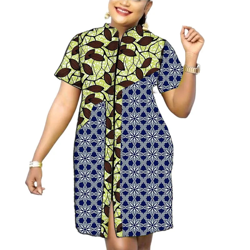 African Fashion Stand Collar Dress