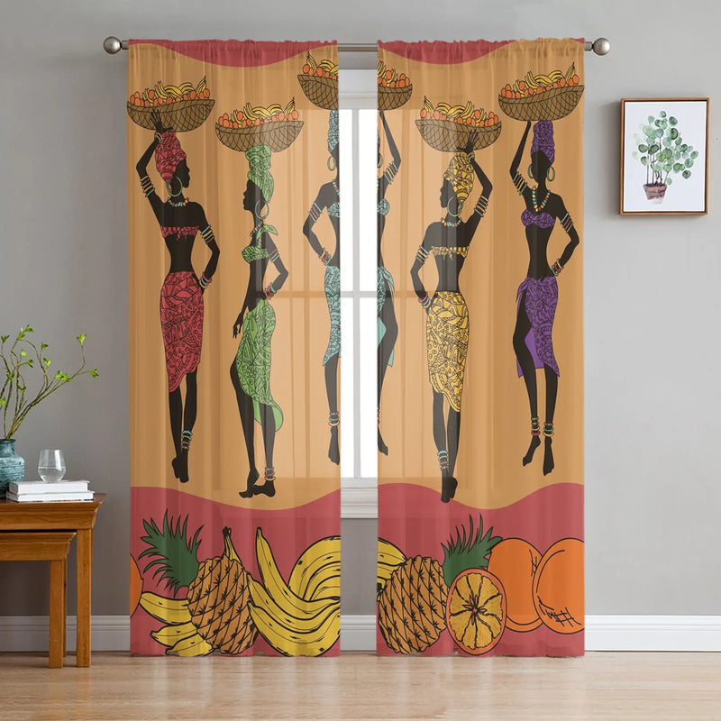 Ethnic Style African Women Sheer Curtains