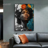 African Woman Flower Canvas Print Posters