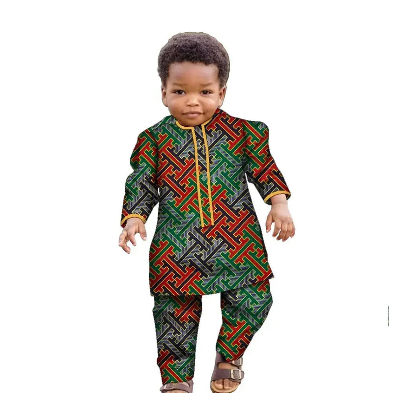 Ankara Fashion Floral Print Boy Suit 2 Pcs Set