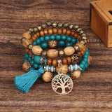 New Boho Charm Wood Beaded Bracelet Set