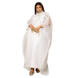 Women White Abaya Embroidery Plus Size Elegant Party Church Dress