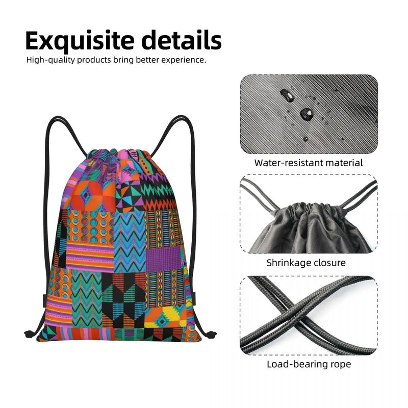 New Wax Print Ankara Kente Pattern Drawstring Bag