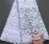 High Quality Nigerian White Mesh Embroidery Lace Fabric