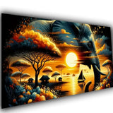 Vibrant Elephant African Sunset Diy Diamond Painting Art