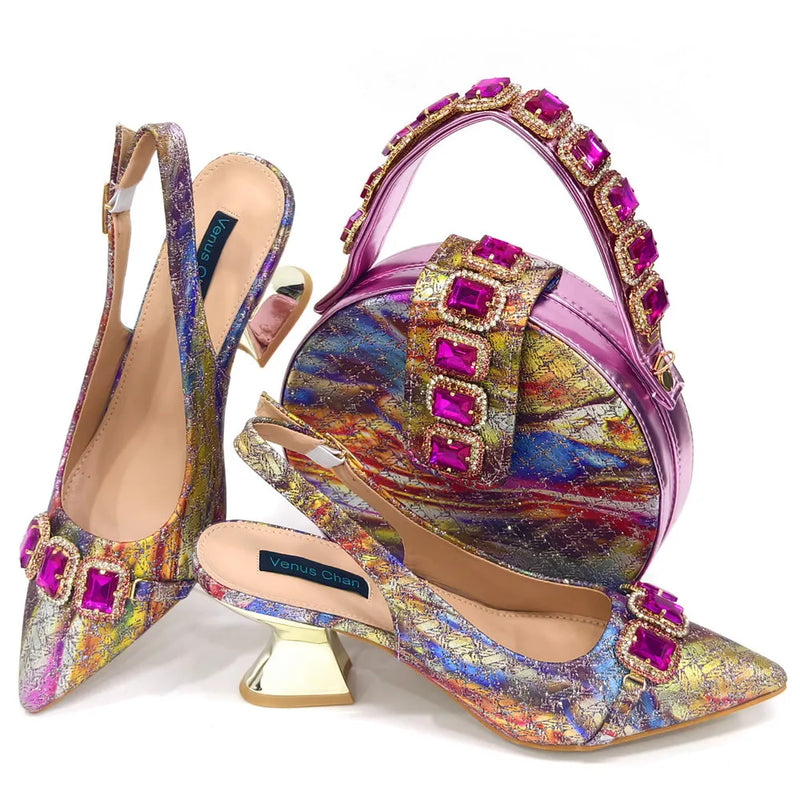 New Arrival Special Style Italian Design African Women Shoes and Bag Set