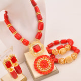 Original Orange Coral Beads Necklace Set