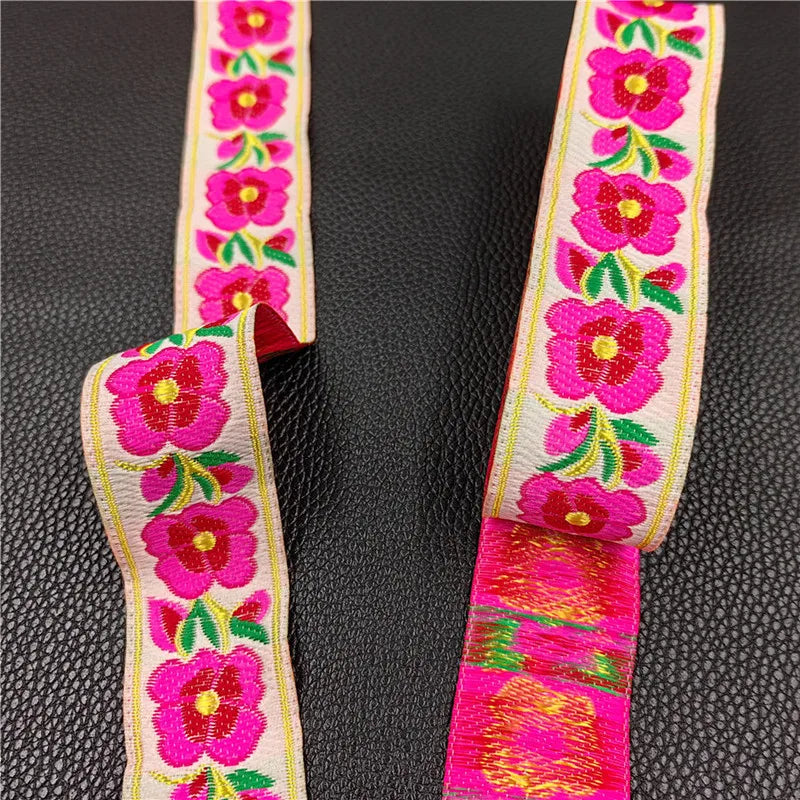 3.3cm Flowers Pattern Embroidered Jacquard Ribbons Woven Lace