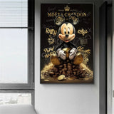 Rich Micky Golden Canavs Painting on the Wall Art