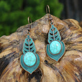 Women Bohemian Unique Leaf Tassel Round Water Drop Earring