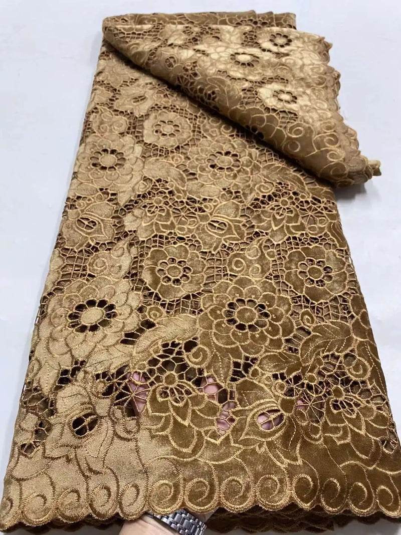 Latest African Velvet Guipure Cord Sequins Lace Fabric