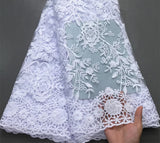 New White Sequins Mesh Lace Fabrics