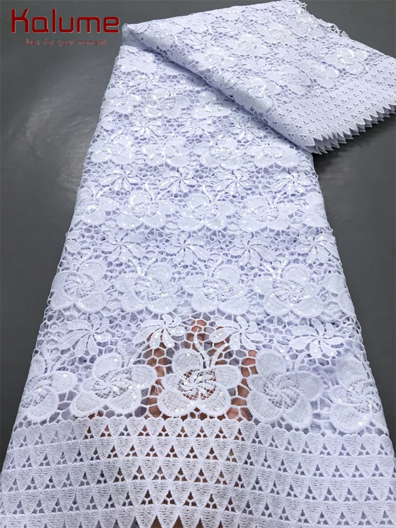 New White African Guipure Cord Lace Fabric