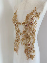 New Luxury French Bead Applique in Champagne Gold Clothing