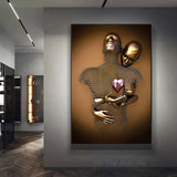 3D Effect Love Kissing Hugging Metal Statue Posters