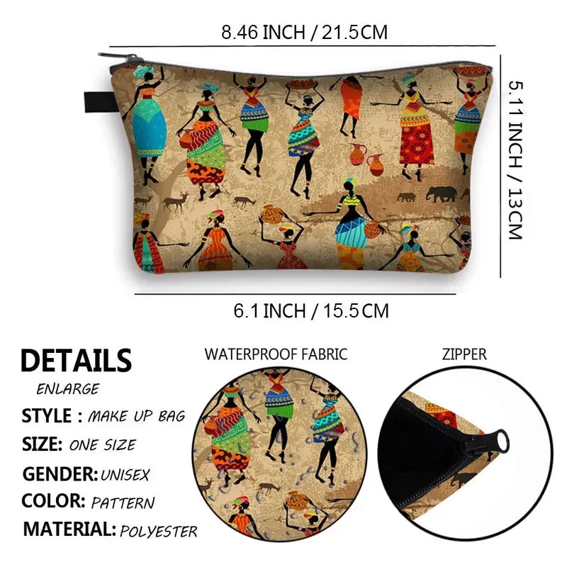 African Woman Print Cosmetic Bag