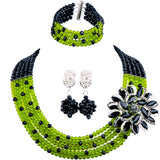 New Crystal Beaded Nigerian Wedding African Beads Jewelry Set