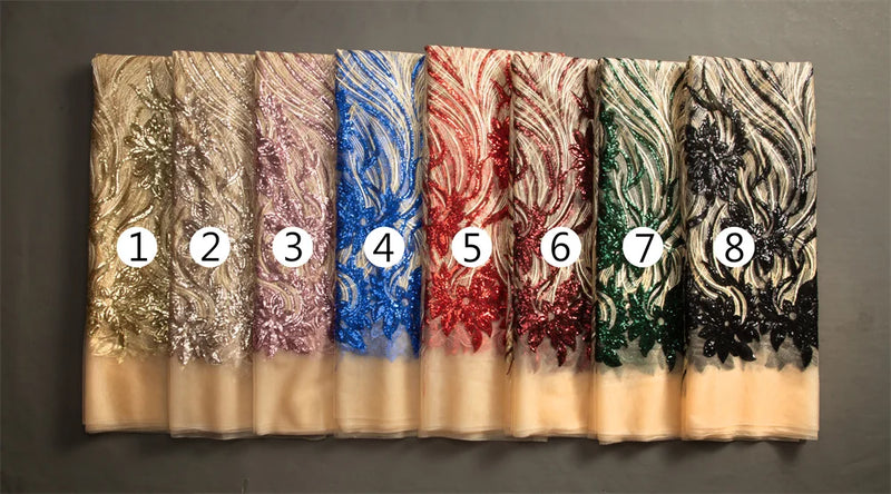 High Quality African Sequined Lace Fabric