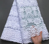 High Quality Nigerian White Mesh Embroidery Lace Fabric