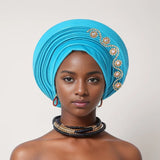 Women Aso Oke Fabric Muslim Headwear