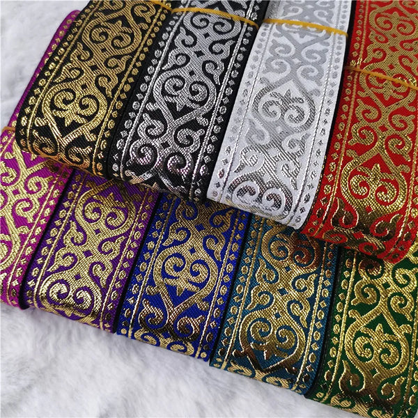 33mm Gold Silver Shining Vintage Ethnic Embroidery Ribbon Boho Lace