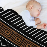 African Bogolan Mud Design Throw Blanket