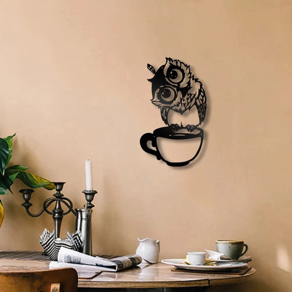 New Owl Coffee Metal Wall Art