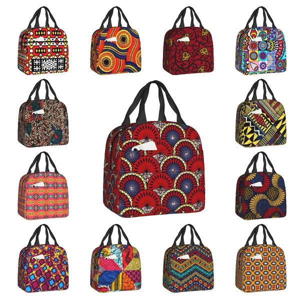 Ankara Dutch Wax Print Thermal Insulated Lunch Bags