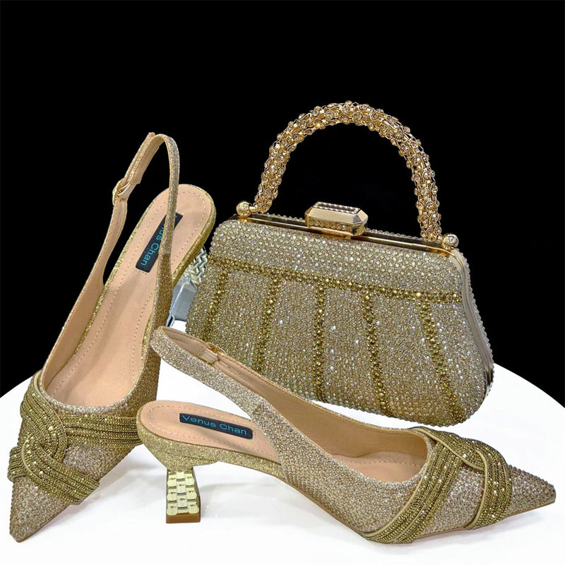 Italian Design Fashion Style Ladies Shoes with Matching Bag Set