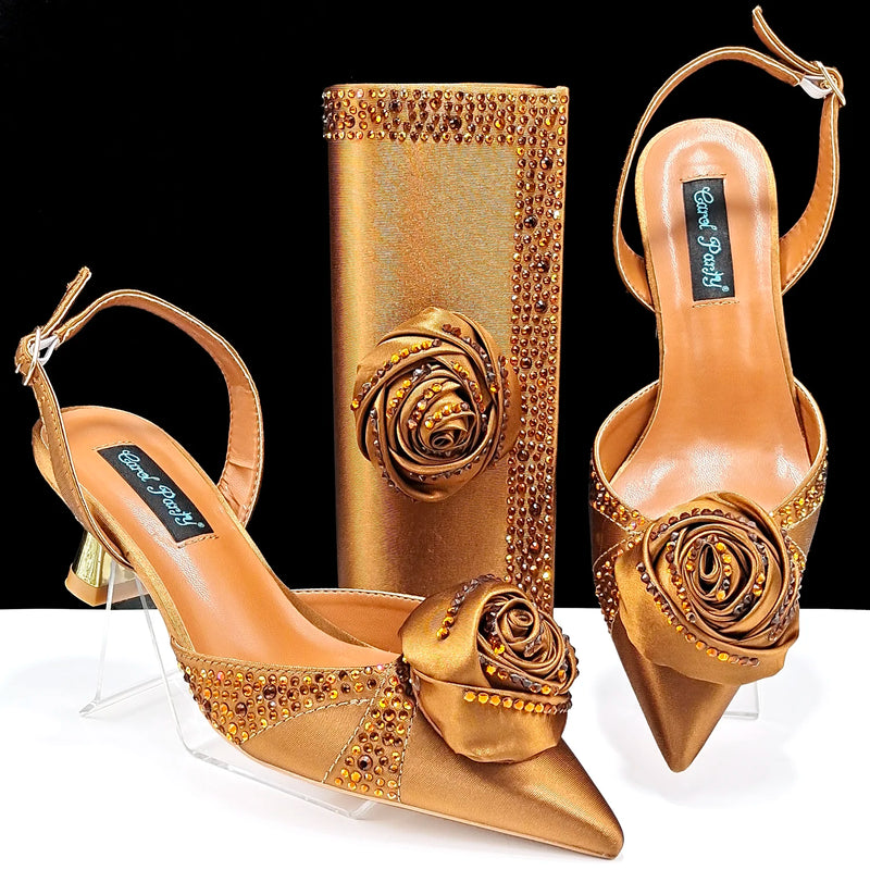 High Quality African Style Ladies Shoes And Bags Set