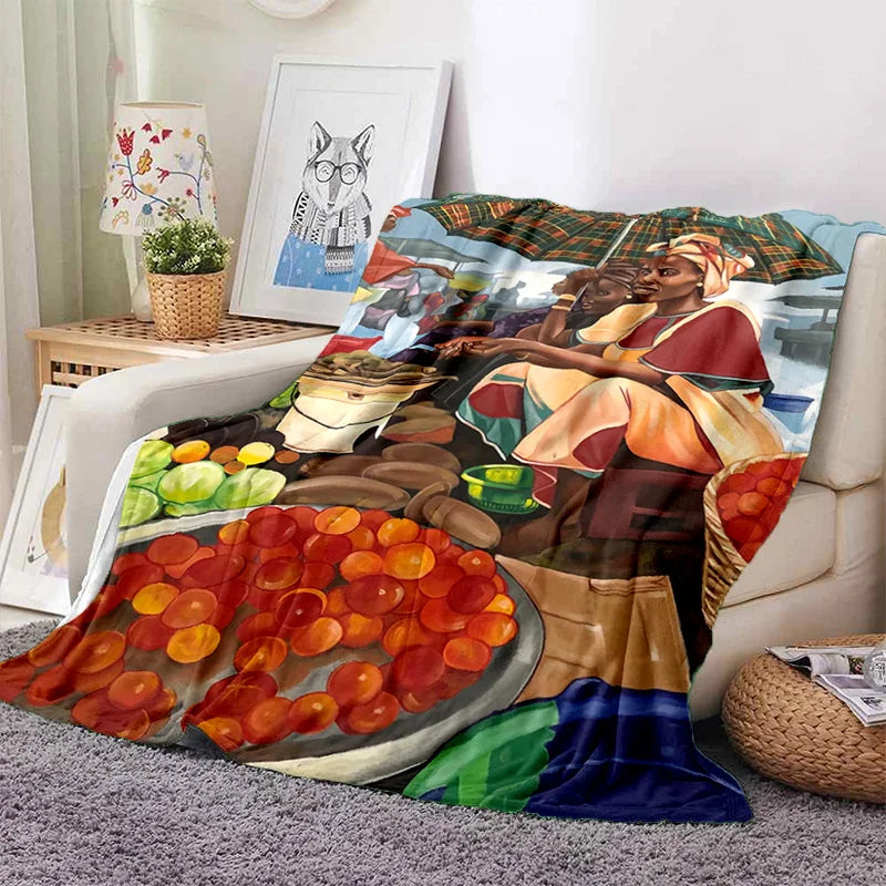 Cartoon Africa Custom Painting Art Soft Flannel Blanket