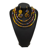 New African Rope Necklace Print Wax Ankara Fabric Set