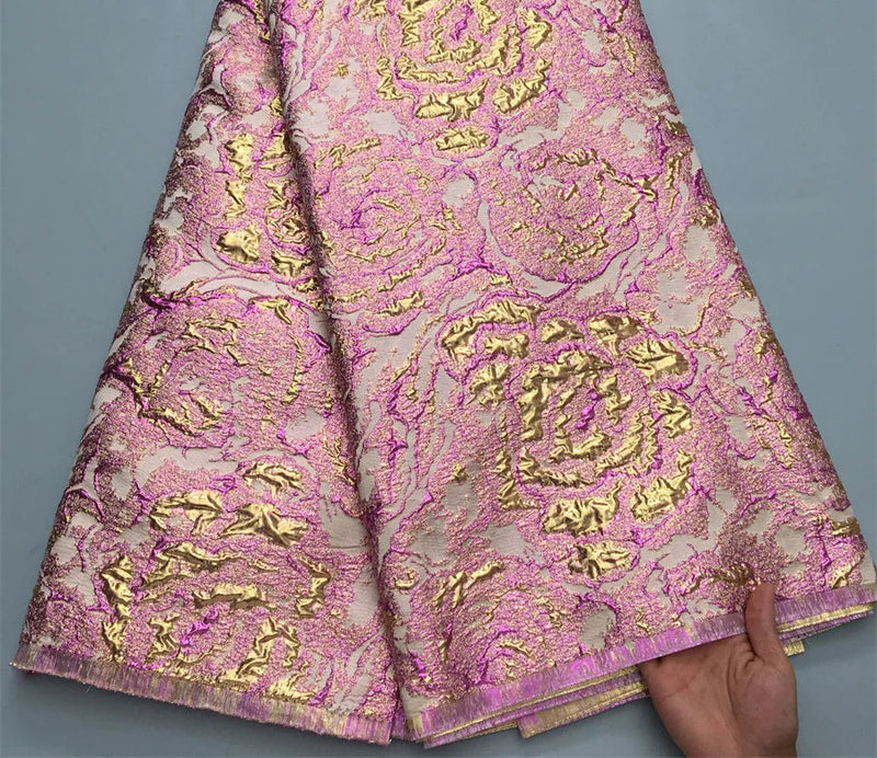 SJD LACE Pink Brocade Lace Fabric