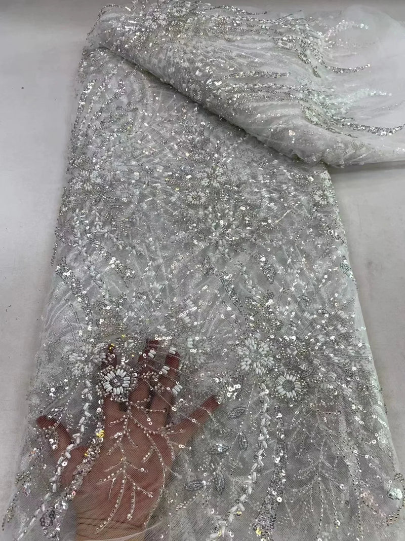 New Luxury African Sequins Beaded Lace Fabric