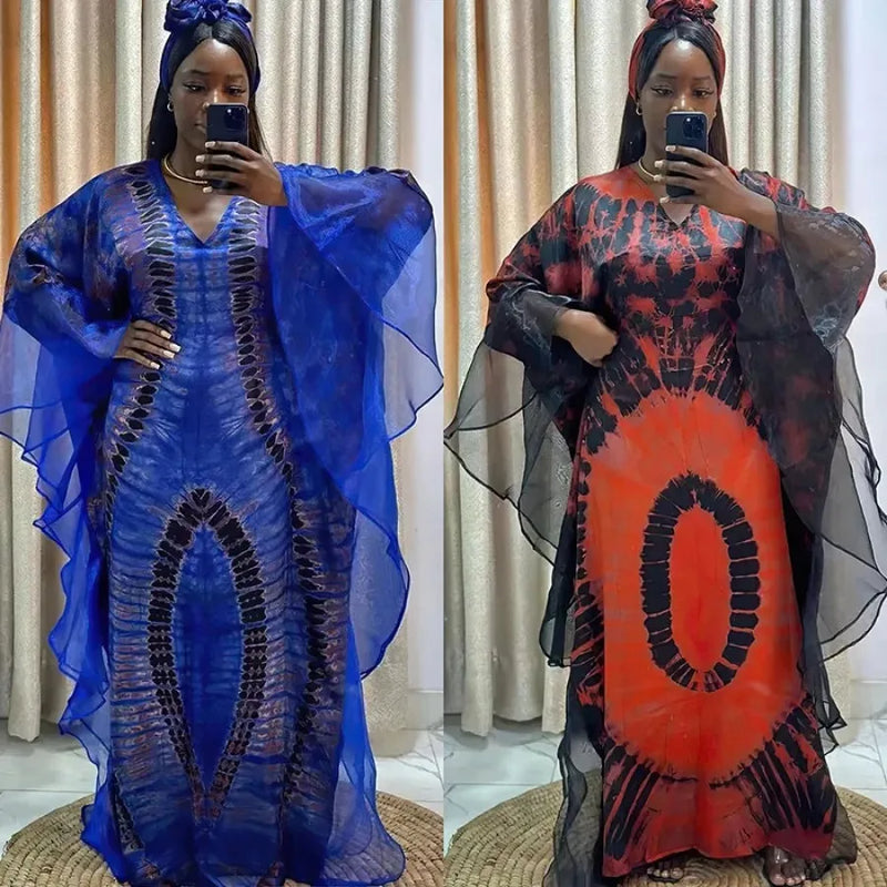 Summer Kaftan African V-neck Polyester Plus Size Long Maxi Dress