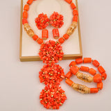 Original Orange Coral Beads Necklace Set