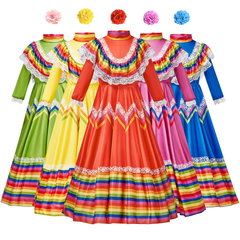 Women Traditional Mexican Folk Dancer Dress