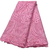 Pink  High Quality African Nigerian Tulle Lace Fabric