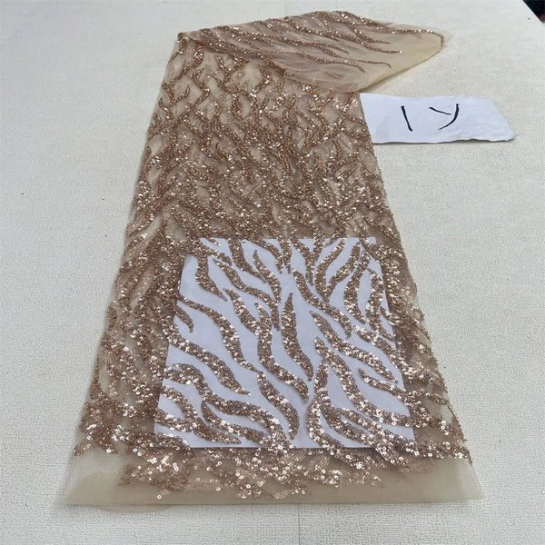 High Quality French Nigerian Beaded Lace Fabric