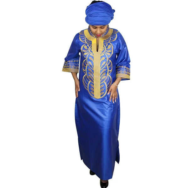 Women dashiki soft embroidery long dress