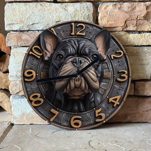 New Silent French Bulldog Wall Clock