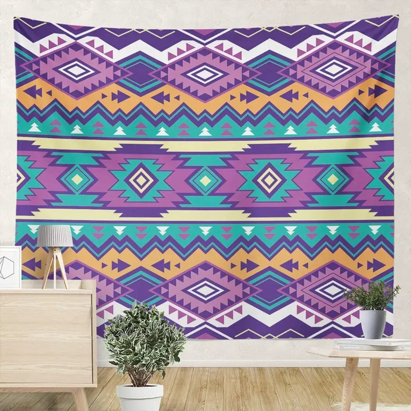 New Mexican Style Aztec Retro Patterned Tapestry