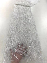 High Quality Beaded Bridal Embroidery Tulle Lace Fabric