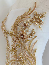 New Luxury French Bead Applique in Champagne Gold Clothing